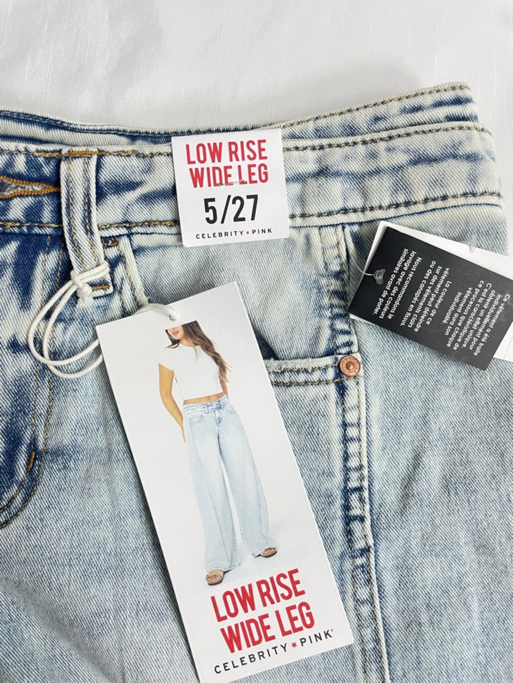 Celebrity Pink Women's Low Rise Double Waistband Wide Leg Jeans  Size  5/27 - Picture 11 of 15